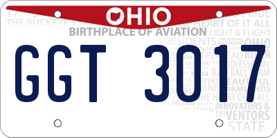 OH license plate GGT3017