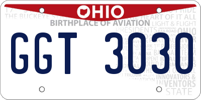 OH license plate GGT3030