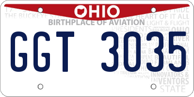 OH license plate GGT3035