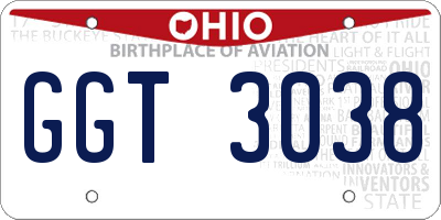 OH license plate GGT3038