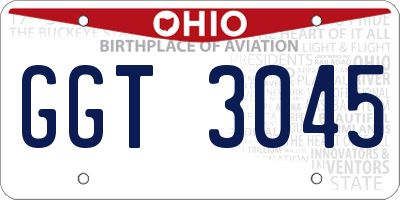 OH license plate GGT3045
