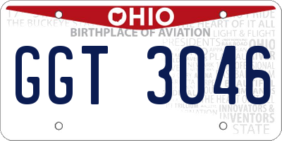 OH license plate GGT3046