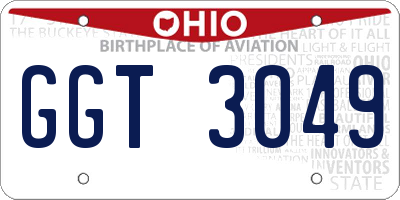 OH license plate GGT3049