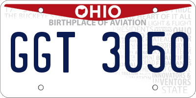 OH license plate GGT3050