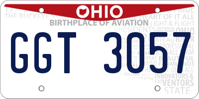 OH license plate GGT3057