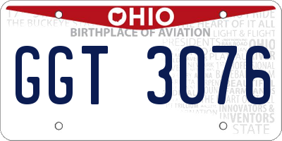 OH license plate GGT3076