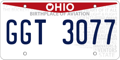 OH license plate GGT3077