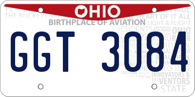 OH license plate GGT3084