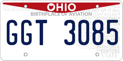OH license plate GGT3085