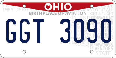 OH license plate GGT3090