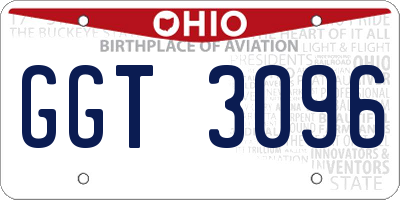 OH license plate GGT3096
