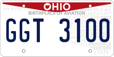 OH license plate GGT3100
