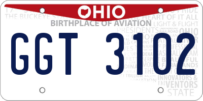 OH license plate GGT3102