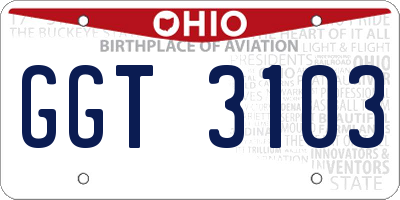 OH license plate GGT3103