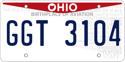 OH license plate GGT3104