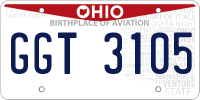 OH license plate GGT3105