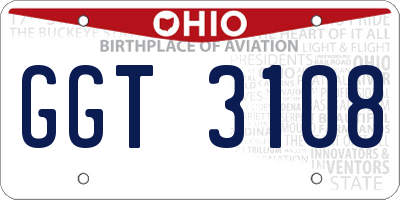 OH license plate GGT3108