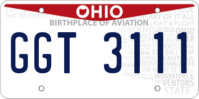 OH license plate GGT3111