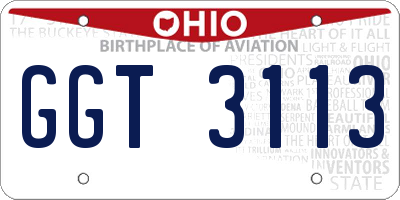 OH license plate GGT3113