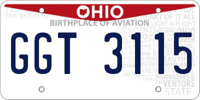 OH license plate GGT3115