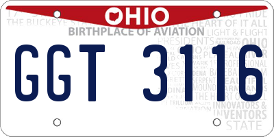 OH license plate GGT3116