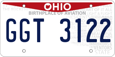 OH license plate GGT3122