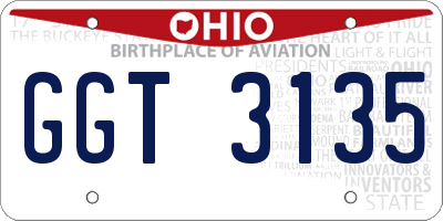 OH license plate GGT3135