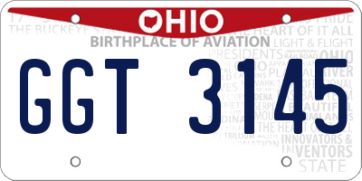 OH license plate GGT3145