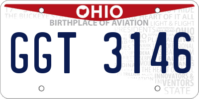 OH license plate GGT3146
