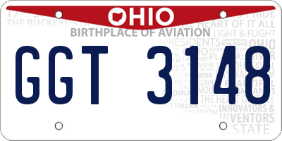 OH license plate GGT3148