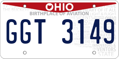 OH license plate GGT3149