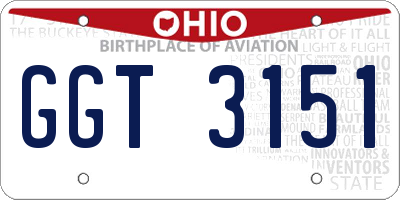 OH license plate GGT3151