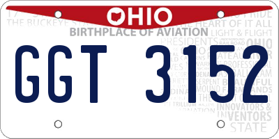 OH license plate GGT3152