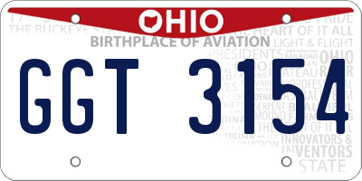 OH license plate GGT3154