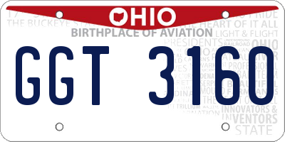 OH license plate GGT3160