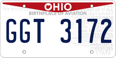 OH license plate GGT3172