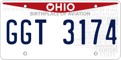 OH license plate GGT3174