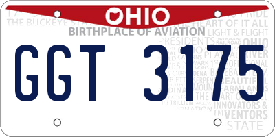 OH license plate GGT3175