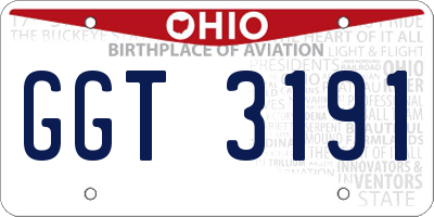 OH license plate GGT3191