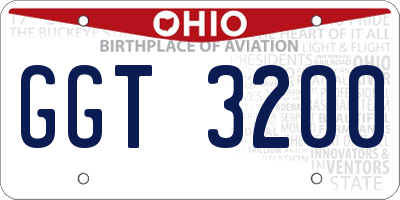 OH license plate GGT3200