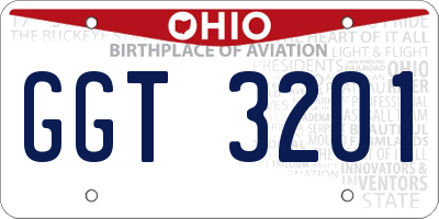 OH license plate GGT3201