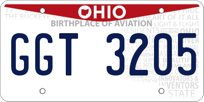 OH license plate GGT3205