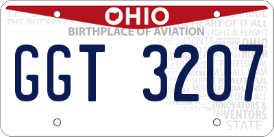 OH license plate GGT3207