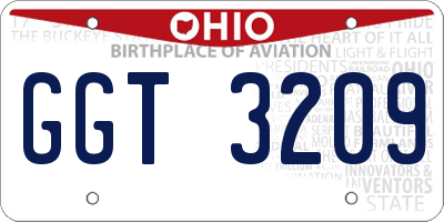OH license plate GGT3209