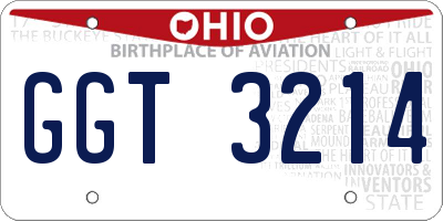 OH license plate GGT3214