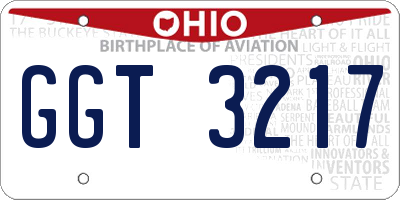 OH license plate GGT3217