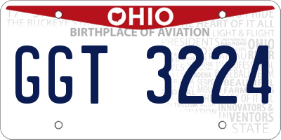 OH license plate GGT3224