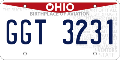 OH license plate GGT3231