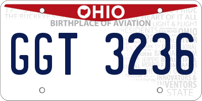 OH license plate GGT3236