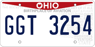 OH license plate GGT3254